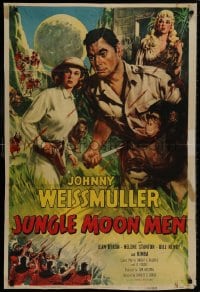8z498 JUNGLE MOON MEN 1sh 1955 Johnny Weissmuller as himself w/ Jean Byron & Kimba the chimp!
