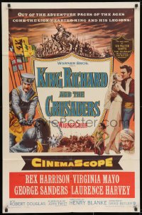 8z516 KING RICHARD & THE CRUSADERS 1sh 1954 Rex Harrison, Virginia Mayo, George Sanders, Holy War!