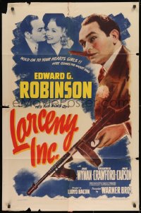 8z527 LARCENY INC. 1sh 1942 Edward G. Robinson will steal the gold right out of your teeth!