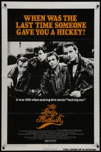 8z550 LORDS OF FLATBUSH 1sh R1977 cool portrait of Fonzie, Rocky, & Perry as greasers in leather!