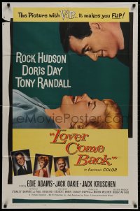 8z563 LOVER COME BACK 1sh 1961 Rock Hudson, Doris Day, Tony Randall, Edie Adams, Kack Kruschen!