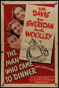 8z576 MAN WHO CAME TO DINNER 1sh 1942 sexy Bette Davis & Ann Sheridan, Jimmy Durante, Monty Woolley
