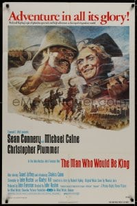 8z577 MAN WHO WOULD BE KING 1sh 1975 art of Sean Connery & Michael Caine by Tom Jung!