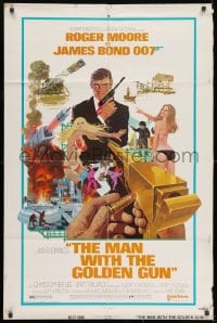 8z579 MAN WITH THE GOLDEN GUN West Hemi 1sh 1974 Roger Moore as James Bond by Robert McGinnis!