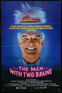 8z580 MAN WITH TWO BRAINS 1sh 1983 wacky world famous surgeon Steve Martin performs brain surgery!