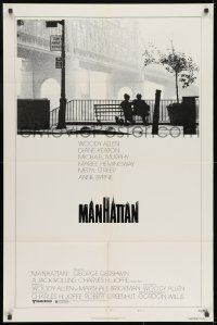 8z581 MANHATTAN style B 1sh 1979 Woody Allen & Diane Keaton in New York City by bridge!