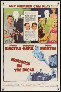 8z588 MARRIAGE ON THE ROCKS 1sh 1965 Frank Sinatra, bride Deborah Kerr & Dean Martin!