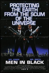 8z595 MEN IN BLACK advance DS 1sh 1997 Will Smith & Tommy Lee Jones protecting the Earth!
