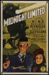 8z606 MIDNIGHT LIMITED 1sh 1940 John King, Marjorie Reynolds & George Cleveland, train art, rare!