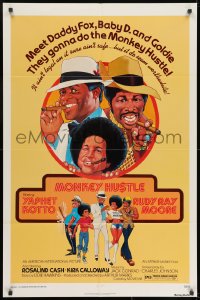 8z614 MONKEY HUSTLE 1sh 1976 wacky art of Rudy Ray Moore, Yaphet Kotto & Rosalind Cash!