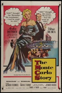 8z615 MONTE CARLO STORY 1sh 1957 Dietrich, Vittorio De Sica, high stakes, low cut gowns!