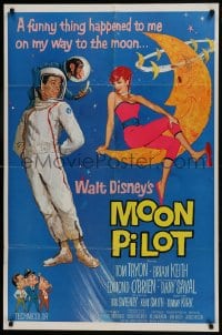 8z616 MOON PILOT 1sh 1962 Disney, Tom Tryon, Dany Saval, wacky space man and moon girl art!