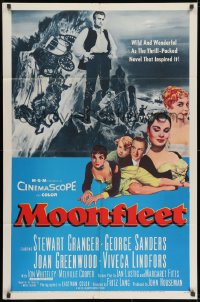 8z617 MOONFLEET 1sh 1955 Fritz Lang, Stewart Granger, Joan Greenwood, sexy Viveca Lindfors!