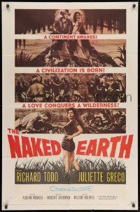 8z634 NAKED EARTH 1sh 1958 sexy Juliette Greco, out of darkest Africa comes mighty adventure!