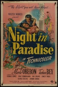 8z649 NIGHT IN PARADISE 1sh 1945 Merle Oberon, Turhan Bey, the night you will never forget!