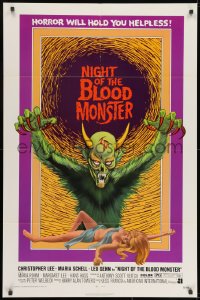 8z651 NIGHT OF THE BLOOD MONSTER 1sh 1972 Jess Franco, art of wacky beast & half-dressed sexy girl!