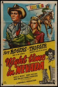 8z653 NIGHT TIME IN NEVADA 1sh 1948 Roy Rogers, Trigger, Nolan & Sons of the Pioneers, Mara!