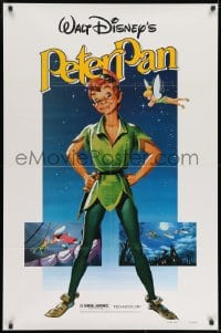 8z689 PETER PAN 1sh R1982 Walt Disney animated cartoon fantasy classic, great full-length art!