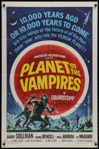 8z697 PLANET OF THE VAMPIRES 1sh 1965 Mario Bava, beings of the future, great Reynold Brown art!