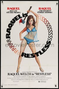 8z725 RESTLESS 1sh 1978 sexy Raquel Welch in nightie with bloody axe, The Beloved!