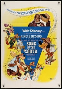 8z809 SONG OF THE SOUTH 1sh R1956 Walt Disney, Uncle Remus, Br'er Rabbit & Br'er Bear!