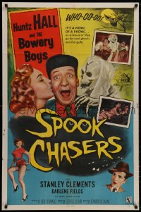8z813 SPOOK CHASERS 1sh 1957 Huntz Hall, Bowery Boys, It's a howl of a prowl!