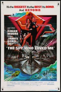 8z816 SPY WHO LOVED ME 1sh 1977 great art of Roger Moore as James Bond by Bob Peak!