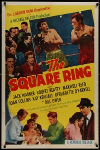 8z817 SQUARE RING 1sh 1955 close up of boxer Robert Beatty fighting in boxing ring!