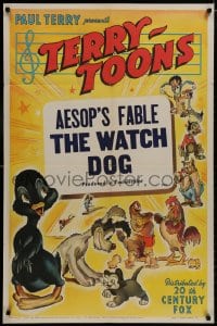 8z876 TERRY-TOONS 1sh 1940 cool art of Dinky Duck, Paul Terry , 1945's Aesop's Fable The Watch Dog!
