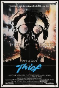 8z882 THIEF 1sh 1981 Michael Mann, really cool image of James Caan w/goggles!