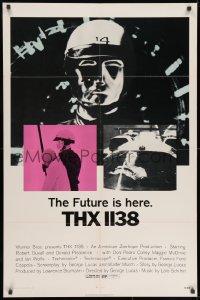 8z894 THX 1138 1sh 1971 first George Lucas, Robert Duvall, bleak sci-fi, double inset images!