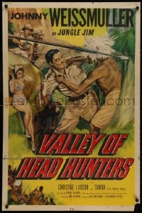 8z932 VALLEY OF HEAD HUNTERS 1sh 1953 Johnny Weismuller as Jungle Jim fights natives!