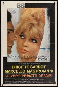 8z937 VERY PRIVATE AFFAIR 1sh 1962 Louis Malle's Vie Privee, c/u of sexiest Brigitte Bardot!