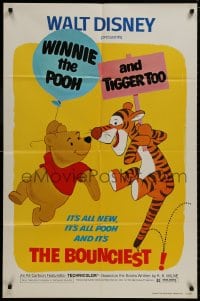 8z970 WINNIE THE POOH & TIGGER TOO 1sh 1974 Walt Disney, characters created by A.A. Milne!