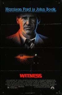 8z972 WITNESS 1sh 1985 big city cop Harrison Ford in Amish country, directed by Peter Weir!