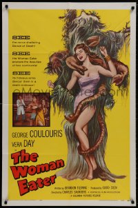 8z976 WOMAN EATER 1sh 1959 art of wacky tree monster eating super sexy woman in skimpy outfit!
