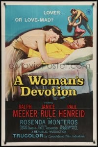 8z978 WOMAN'S DEVOTION 1sh 1956 directed by Paul Henreid, Battle Shock, lover or love-mad!