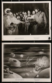 9a370 MYSTERIANS 14 8x10 stills 1959 fx scenes of alien ships attacking Earth's surface!