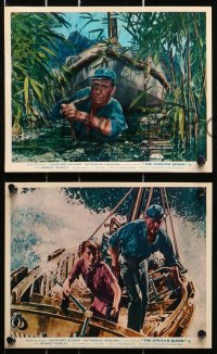 9a063 AFRICAN QUEEN 8 color English FOH LCs R1960s Huston's classic, images of Hepburn & Bogart!
