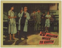 9b006 20 MILLION MILES TO EARTH LC #2 1957 Joan Taylor stares at Frank Puglia with giant needle!
