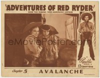 9b021 ADVENTURES OF RED RYDER chapter 5 LC 1940 Don Red Barry, Tommy Cook Little Beaver, Avalanche!