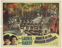 9b056 BABES IN TOYLAND LC R1950 far shot of the March of the Wooden Soldiers, Laurel & Hardy!