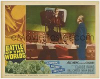 9b064 BATTLE OF THE WORLDS LC #6 1961 Claude Rains talks to man on futuristic video screen!