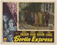 9b073 BERLIN EXPRESS LC #8 1948 Merle Oberon, Robert Ryan & co-stars standing outside building!