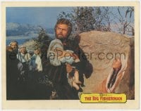 9b079 BIG FISHERMAN LC 1959 close up of Howard Keel as Simon Peter holding baby!