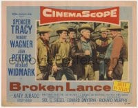 9b117 BROKEN LANCE LC #3 1954 Robert Wagner, Richard Widmark & men watch Spencer Tracy get tough!