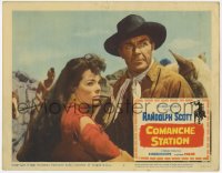 9b166 COMANCHE STATION LC #2 1960 best close up of cowboy Randolph Scott & pretty Nancy Gates!
