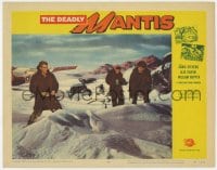 9b205 DEADLY MANTIS LC #8 1957 William Hopper, Craig Stevens & Alix Talton by plane in snow!