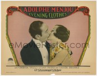 9b249 EVENING CLOTHES LC 1927 best romantic close up of Adolphe Menjou & Vriginia Valli kissing!