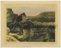 9b279 FOX LC 1921 cool image of tough Harry Carey threatening man on the edge of a canyon!